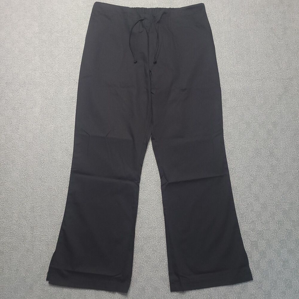 3-2-1 Scrubs White Cross Petite Womens M Pants BootCut Drawstring Black Pockets - Picture 2 of 13